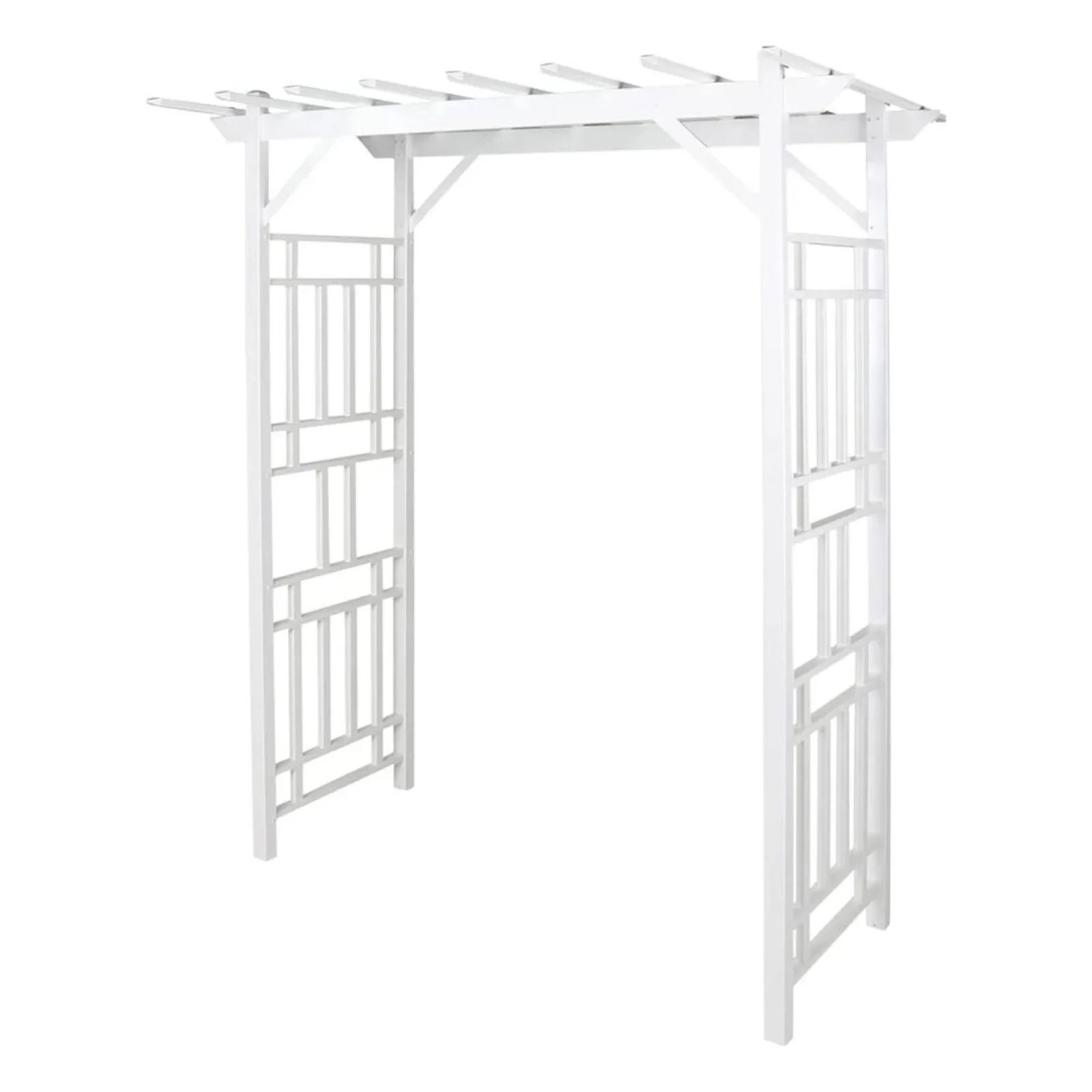 

US Dura-Trel Wellington Arbor 72" x 85" Outdoor Garden Arch Lattice Trellis, White