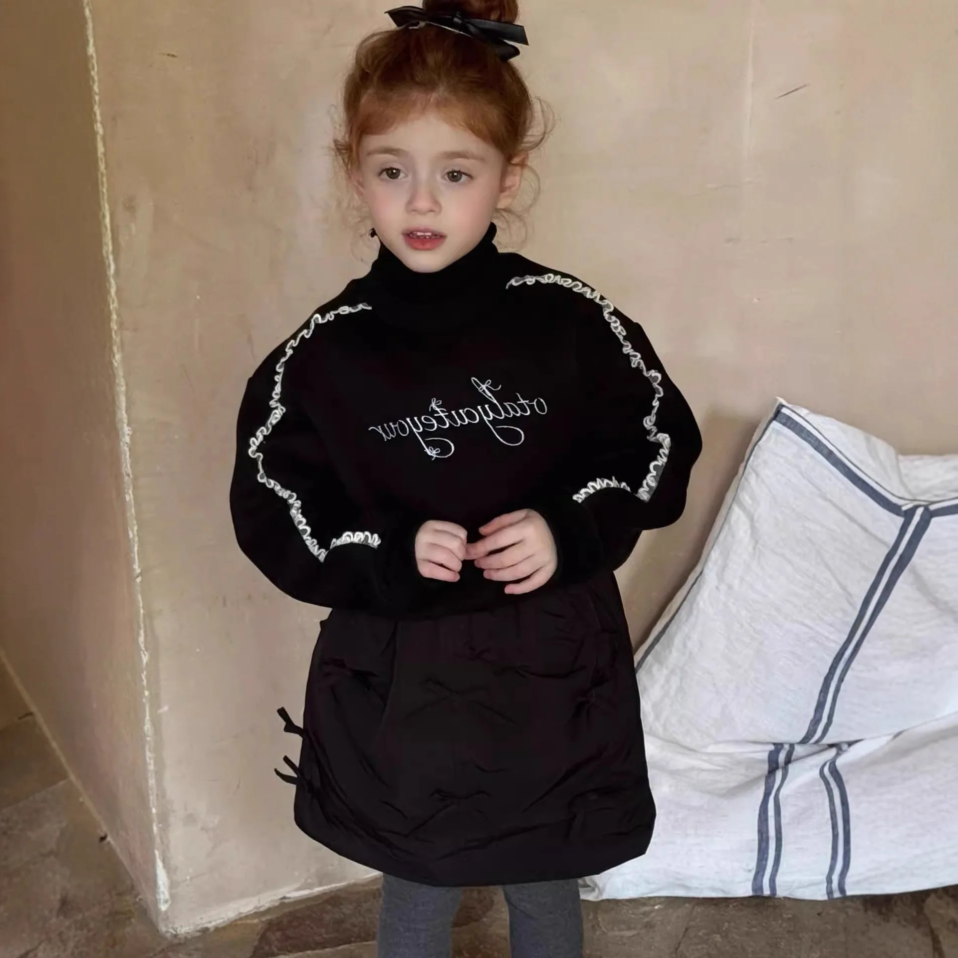 2026 Girls' Sweater Winter Children Clothing Children New Velvet Lace Hoodie Girls Korean Hoodie Thickened Winter Hoodie Top