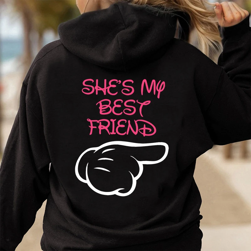 She's My Best Friend Women's Zipper Hoodie Autumn Winter Sweatshirt Streetwear Best Friend Bestie Matching BFF Women's Clothing