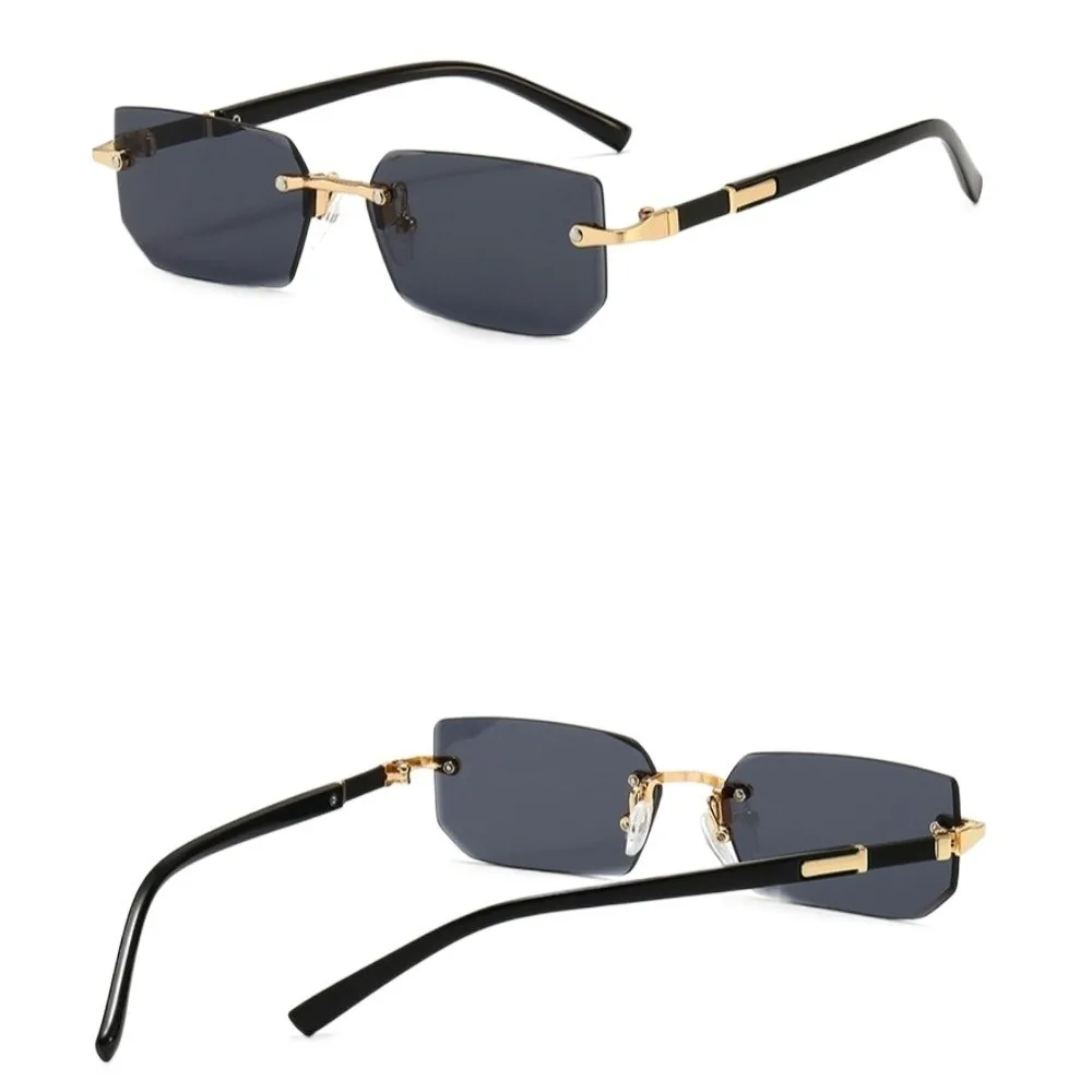 موضة UV 400 بدون شفة النظارات الشمسية مستطيل Y2K الرجال النظارات الشمسية Steampunk الكورية نمط القيادة ظلال النظارات الإناث #3
