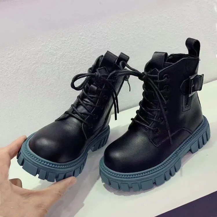 

Children's Leather Girls Boots 2024 Autumn New Girls British Style Short Boots Boys Fashion Style Toddler Boots Combat Boots