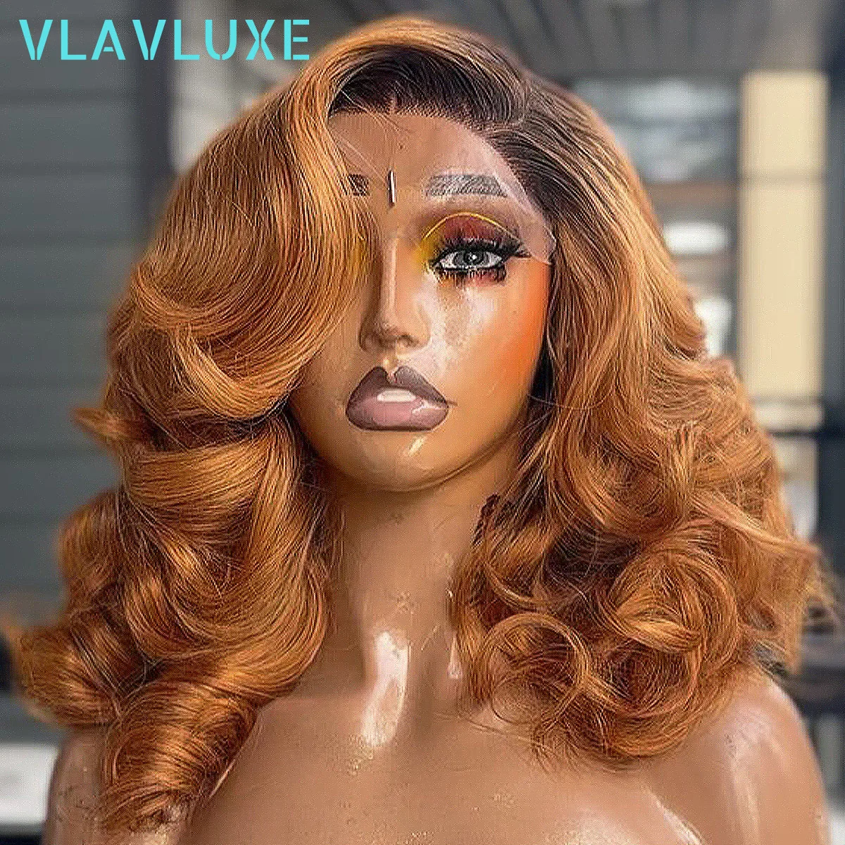

Human Hair Bouncy Curly 350 450 Density 4x4 HD Lace Closure Wigs Wear And Go Ombre Orange Ginger Color Bouncy Curly Glueless Wig