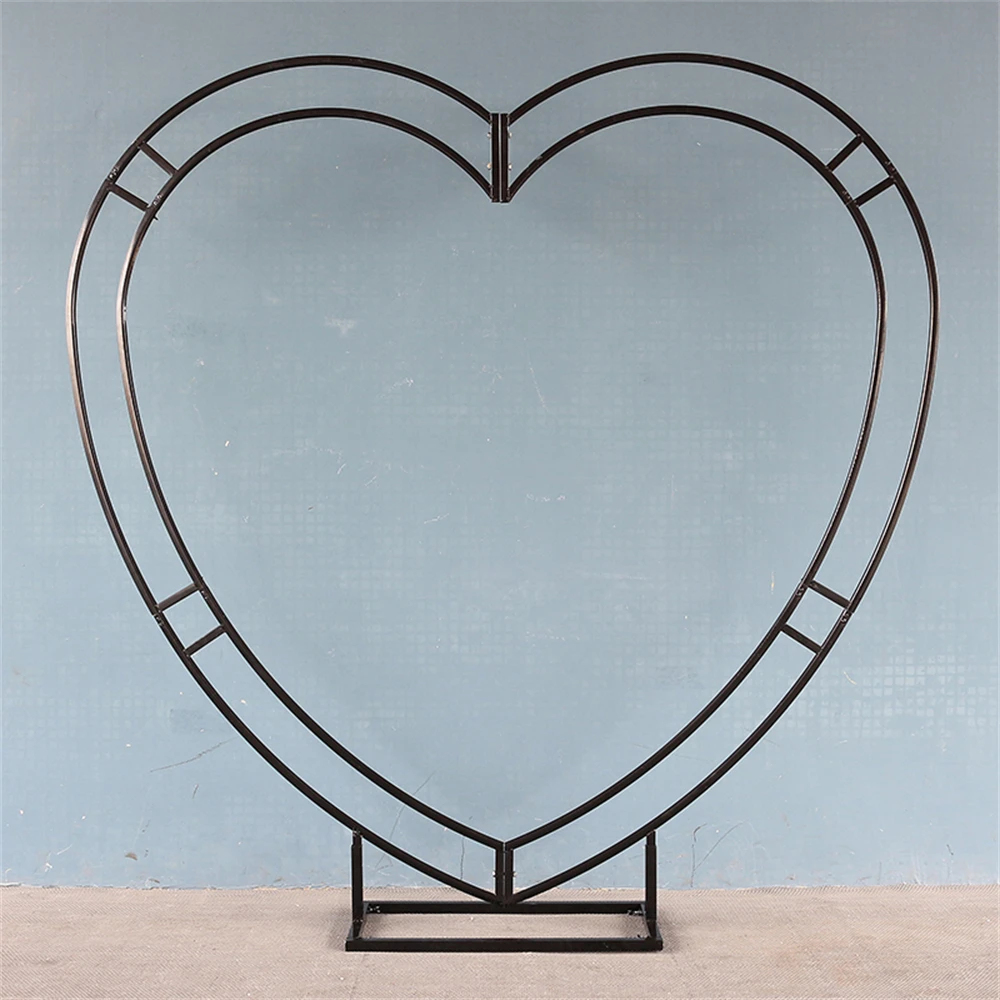 6.5ft Wedding Props Double Pipe Wrought Iron White Black Gold Heart-shaped Stand Event Backdrop Floral Arrangements Decor Frame