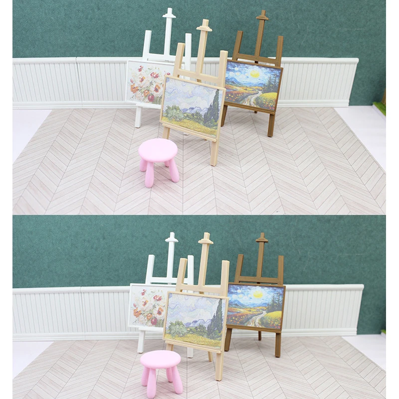 1:12 poppenhuis miniatuur schildersezel kunst schildersezel olieverfschilderij displaystandaard thuis kamer decor poppenhuis micro scène bouw prop