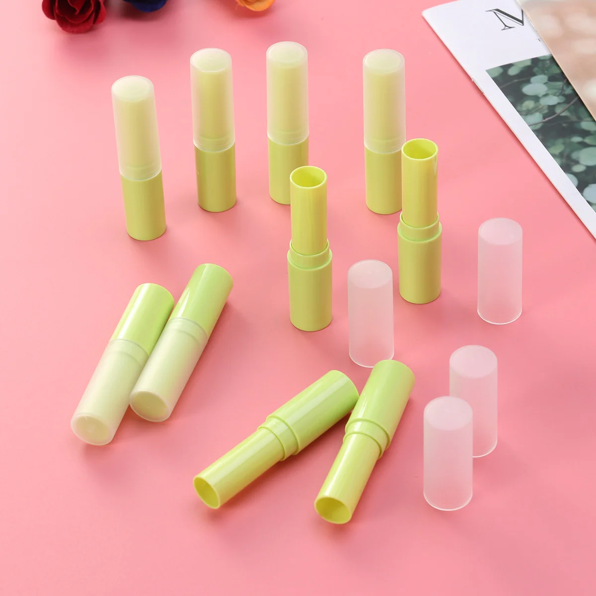 

10 Pcs Empty Lip Balm Containers Self Made with Cover Tube Caps Blam Tubes Lipstick