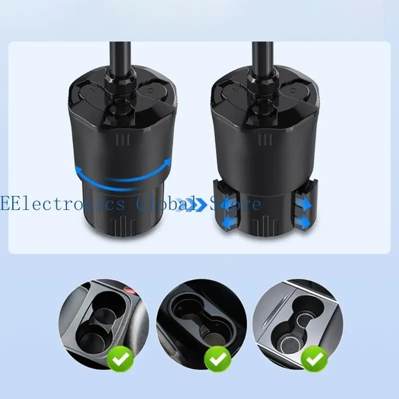 462B 2 in 1 for Car Truck Drinking Bottle Bracket Gooseneck Coffee Water Cup Holder Phone Rack Container with Adjustable Neck