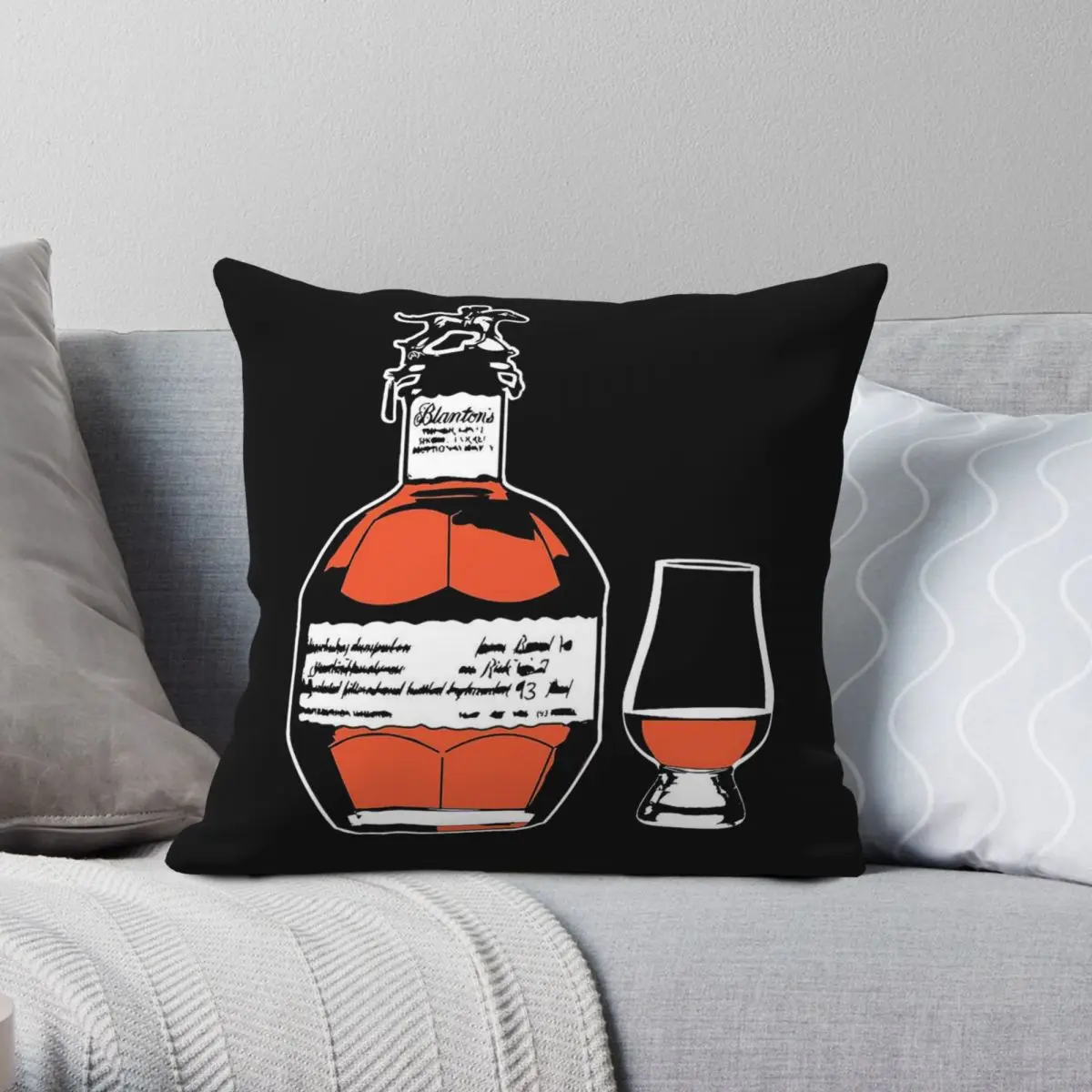 Single Barrel Bourbon Whiskey Pillowcase Polyester Linen Velvet Printed Zip Decor Home Cushion Case