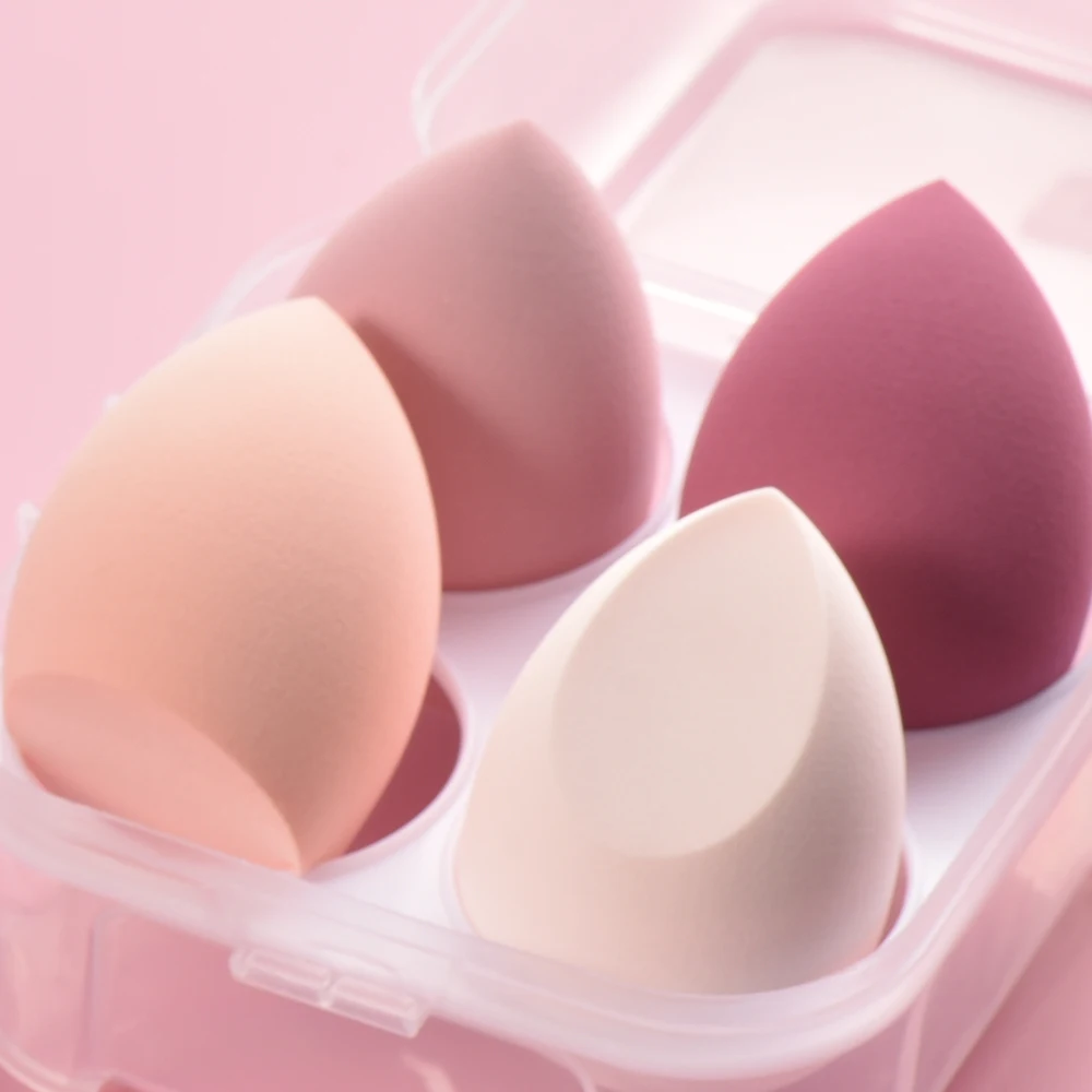 نفث مكياج البيض مع صندوق تخزين ، إسفنجة مرنة فائقة النعومة ، أساس سائل ومسحوق تجميل