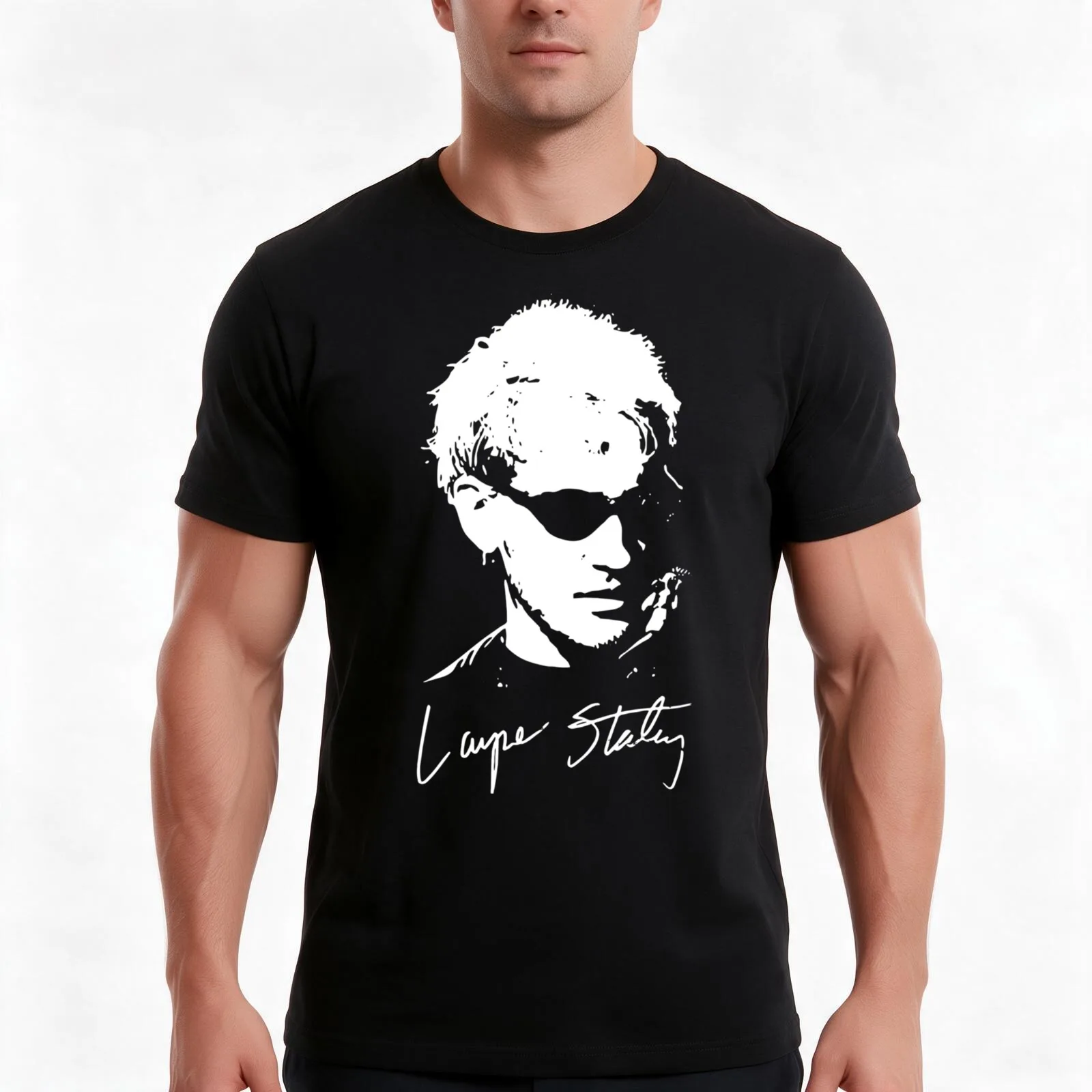 L Staley T-Shirt, Summer Casual Cotton Tee, Oversized Streetwear Tops, Vintage Graphic Print, Loose Fit Short Sleeve
