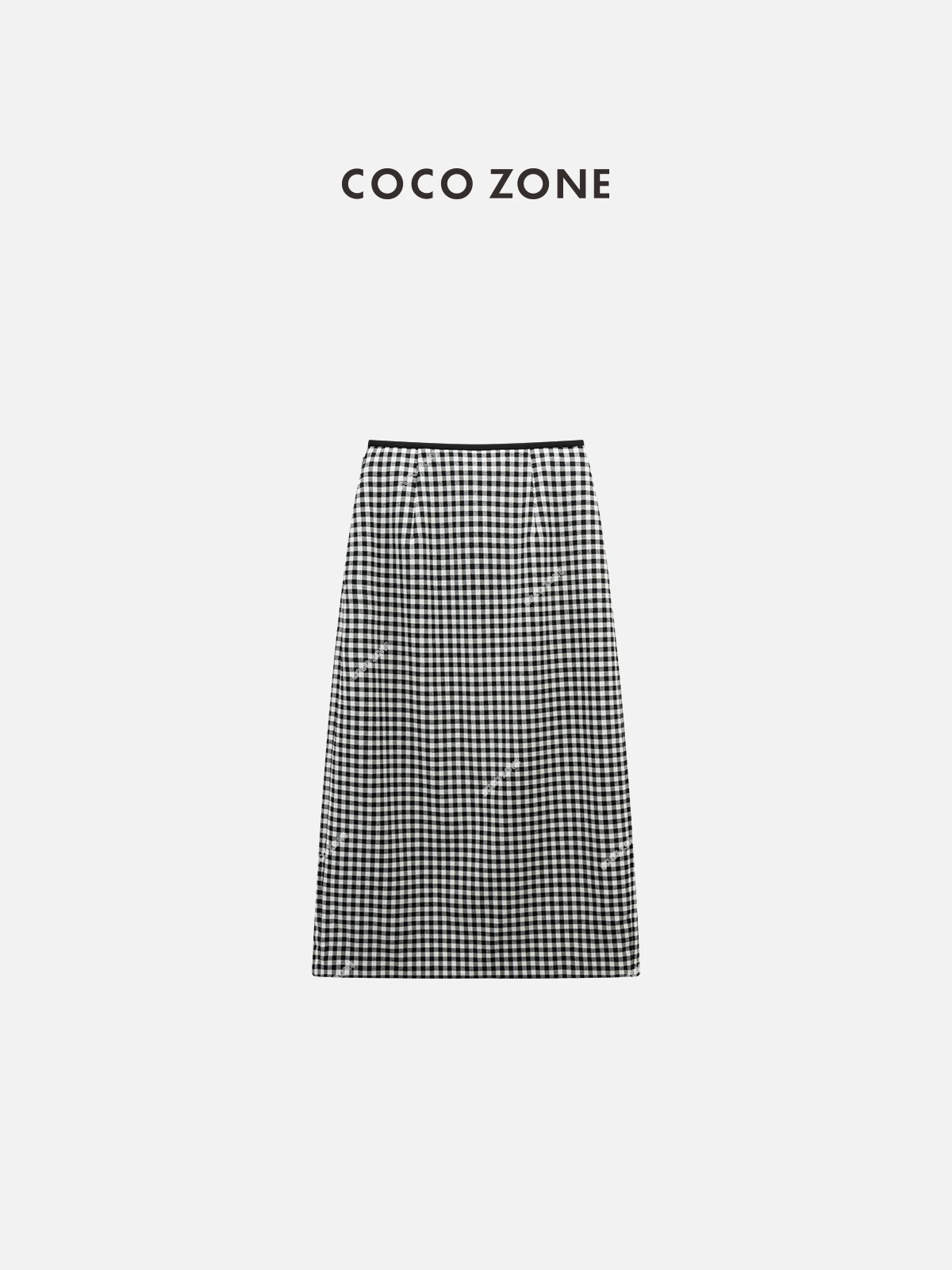 

Ele Bla Белая клетчатая юбка-миди для поездок на работу Юбка-трапеция из полиэфирного волокна Повседневная юбка со средней талией Весенняя мода