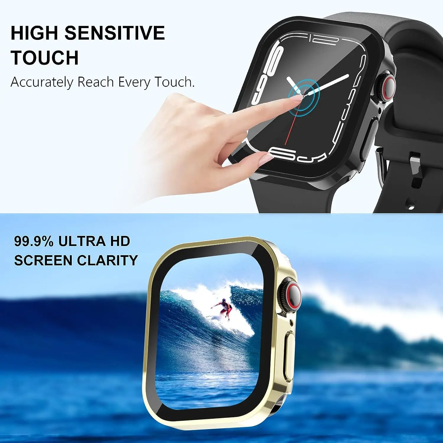 Glass+Cover for Apple Watch Ultra 2 49mm case 45mm 41mm 44mm 40mm Tempered Screen Protector Protective iWatch series 7 8 9 SE 6