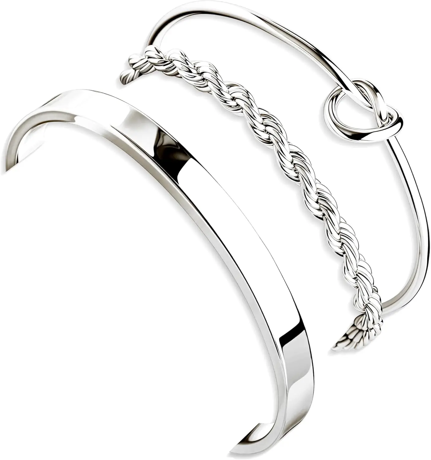 925 Sterling Silver Bracelets for Women Stack Knot Cuff Bangle Jewelry Bracelet Set for Wrist Essentials Watch Band Acecessories