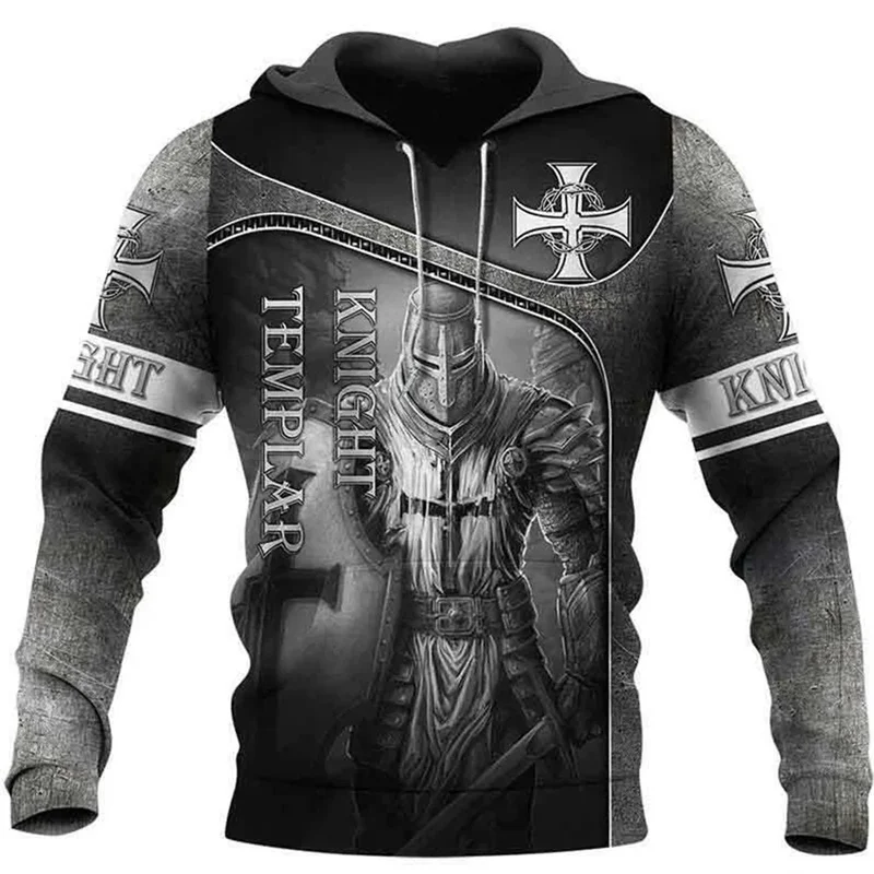 Knights Templar Men\'s Hoodie 3D Print Oversized Pullovers 2024 New Trendy Sweatshirts Men Clothing Casual Hooded Tops Streetwear