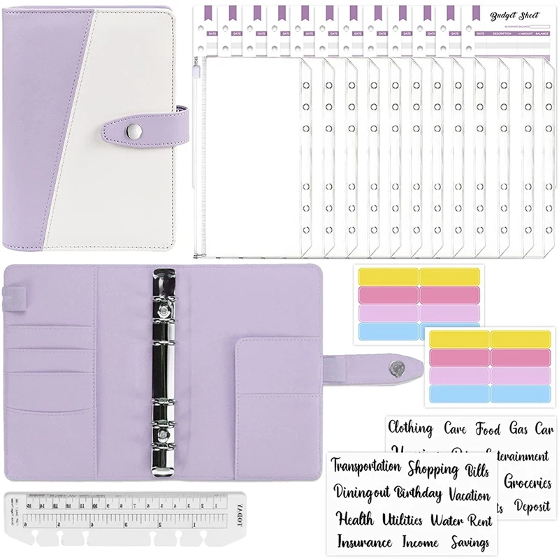 Cash Envelopes For Budgeting, Budget Binder,30Pcs Ring Binder Set With Zipper Envelopes,For Saving Envelopes Organizer