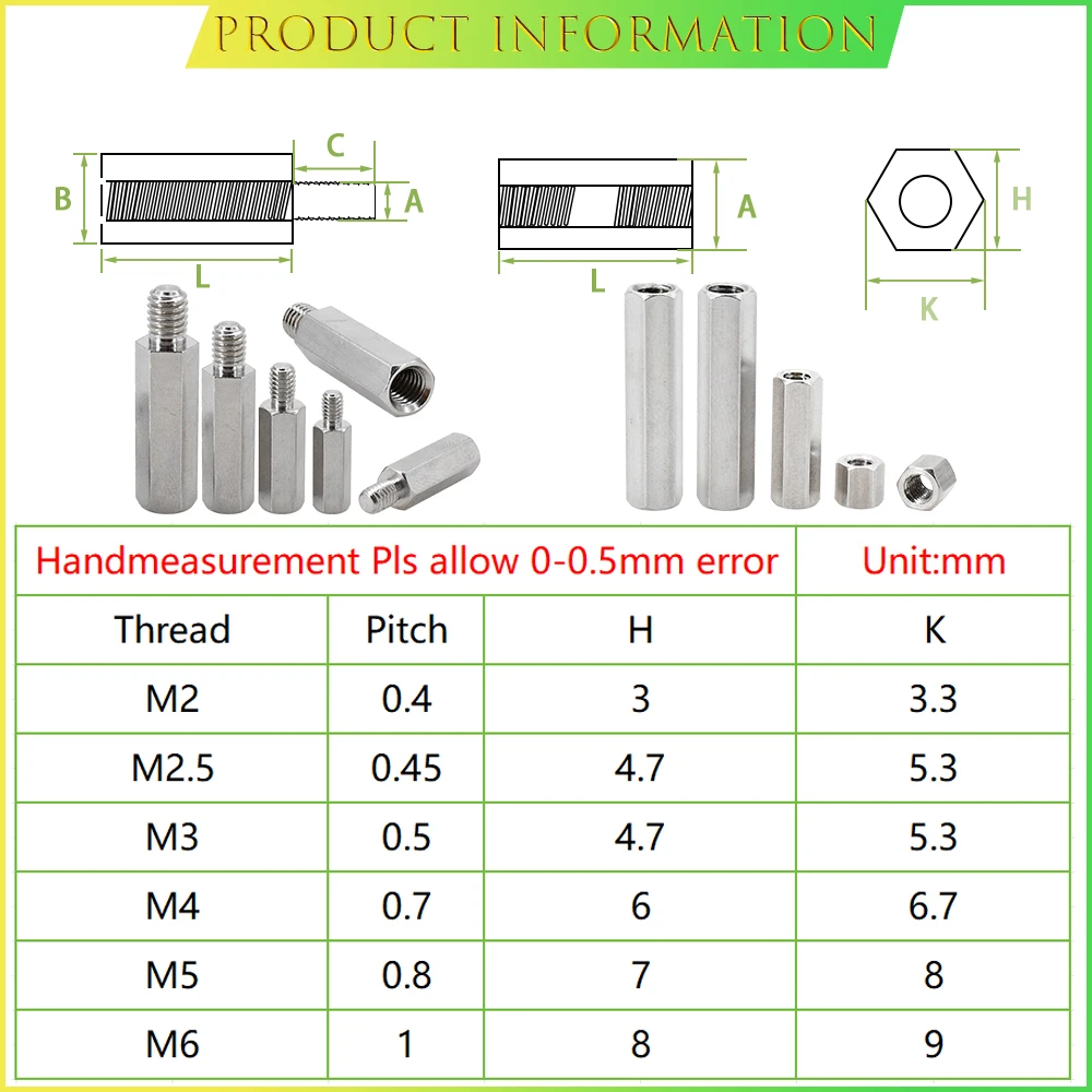 M2 M2.5 M3 304 Standoff Spacer Screws Set with Hexagonal Nuts Phillips Screw Hexagon Socket Head Cap Screws Box Assortment Kit