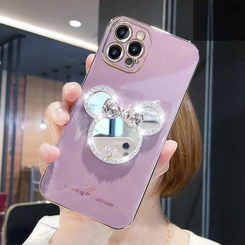 حافظة هاتف ديزني ميني ماوس ميرور لهاتف آيفون ، فاشن أنيمي كارتوني ، لطيف ، للنساء ، 14 ، 11 ، 13 ، 12 برو ماكس ، XR ، XS ، 7 ، 8 Plus ، SE