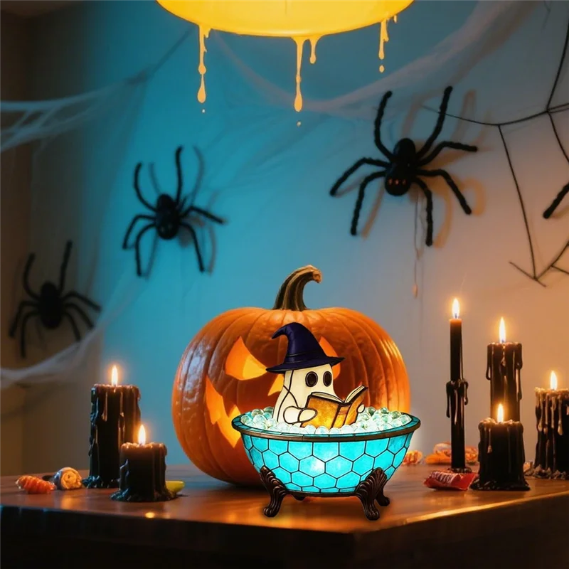 ABZV-Ghost Bathtub Bubble Bath Lamp Halloween Night Light, Cute Led For Bathroom Decor,Spooky Reading Light