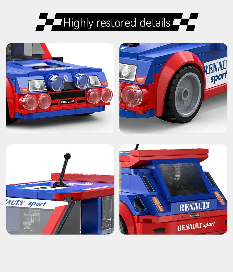 CaDA 1:24 Baustein-Autoset / Renault / Supersportwagen / Retro-Auto / Weihnachtsgeschenk / Kinderspielzeug – Detail 5