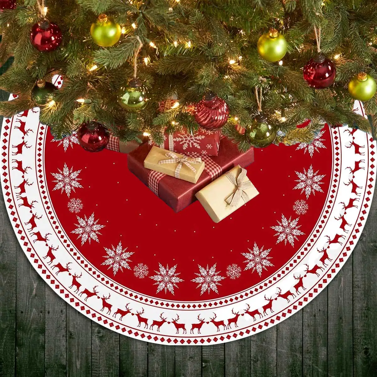 1pc Christmas Tree Skirt 36/48/60 Inches, Xmas Tree Skirt, Farmhouse Christmas Tree Skirts for Christmas Holiday Party.