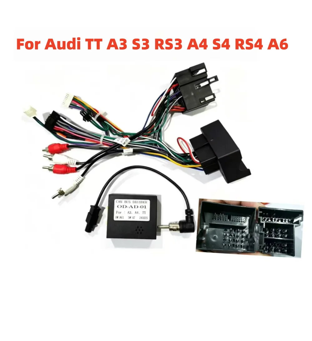 16PIN Android Radio Harness Wire For Audi TT A3 S3 RS3 A4 S4 RS4 A6 S6 RS6 Allroad SEAT Exeo Stereo Power Cord Cable Canbus Box