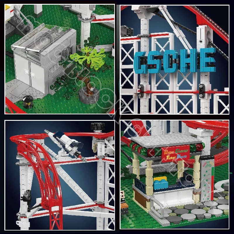 MOLD KING – montagnes russes électriques, modèle avec moteur 11014, bloc de construction de parc d'attractions en brique, jouets MOC pour enfants, cadeaux de noël