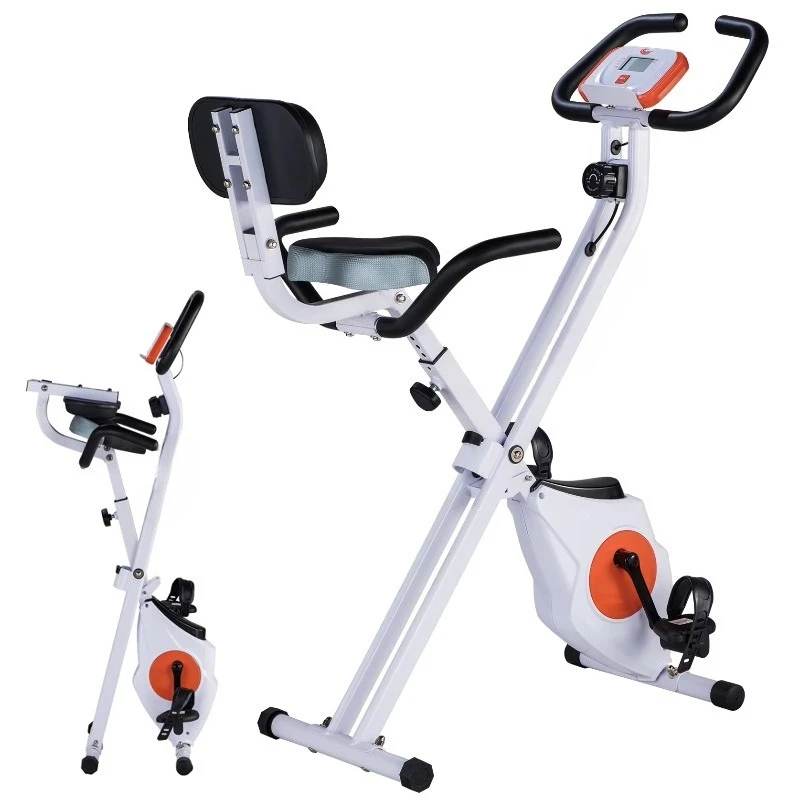 Magnetic Folding Recumbent Exercise Bike Elderly Home Use 8-Level Manual Resistance Stationary Cardio Steel Fitness Bike