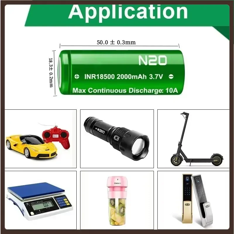 High-Quality 18500 N20 N26 2000mAh 2600mAh 10A 3.7V Rechargeable Battery for Flashlight Electric Hair Clipper Toy Remote