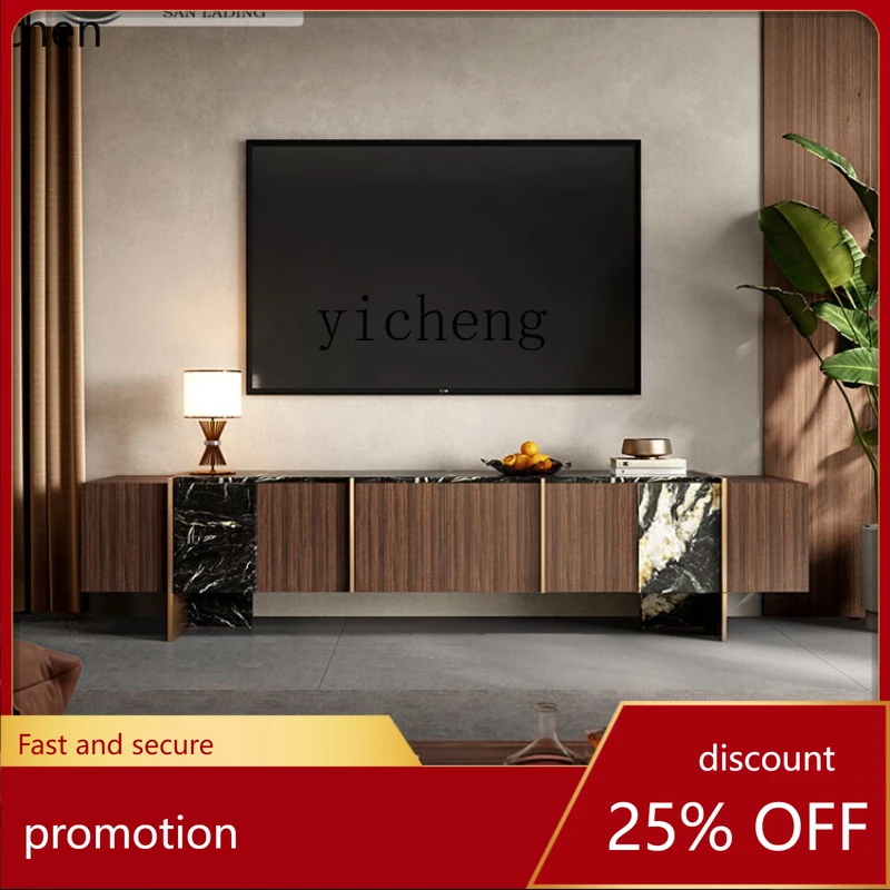 

HXL light luxury marble TV cabinet coffee table combination household retro TV cabinet high storage cabinet