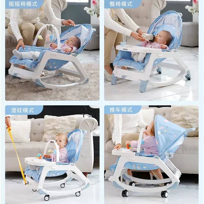 Multifunction Newborn Baby Rocking Chair Baby Cradle Bed Reclining Chair Baby Stroller Recliner Chair With Toys For 0-36Month