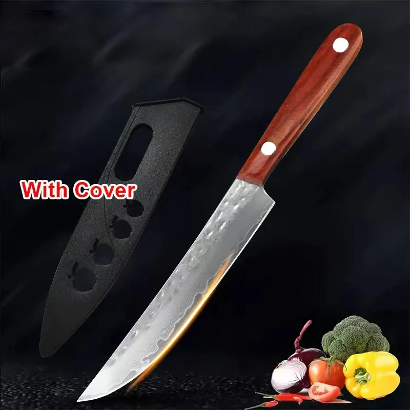 1/2/3/4Pcs Kitchen Cooking Chef Damascus Knives Wood Handle Handmade Blade Fruit Knife Kitchen Slice Meat Vegetable Knife