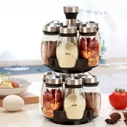 Rotating Spice Bottle Set Kitchen Spice Jar Storage Sealed Moisture-proof Double Layer Spice Box