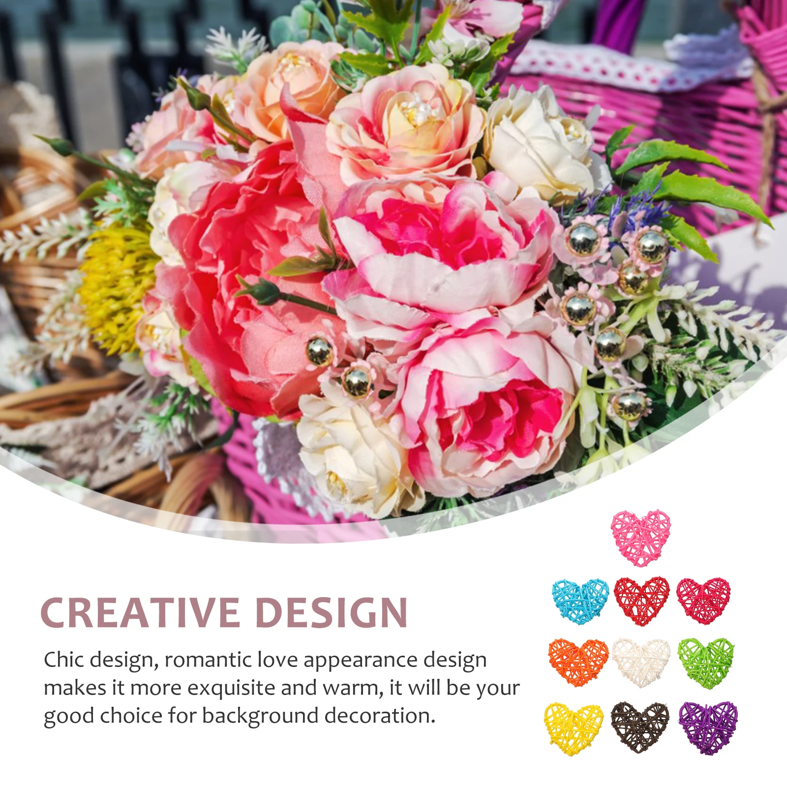 

10 Pcs Rattan Weaving Heart Shaped Hanging Decor Hollow Festival Layout Pendant Adorn Craft Home Background Party Lights