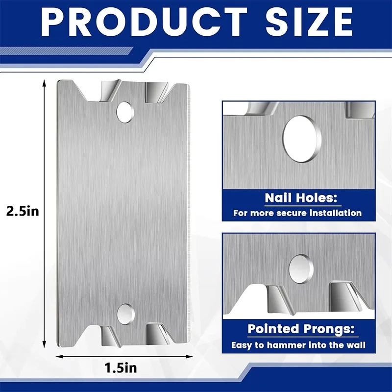 250PCS Nail Plates for Studs Steel Safety Plates for Plumbing and Wiring Protection 1.5 X 2.5 Inches Cable Protectors Vital