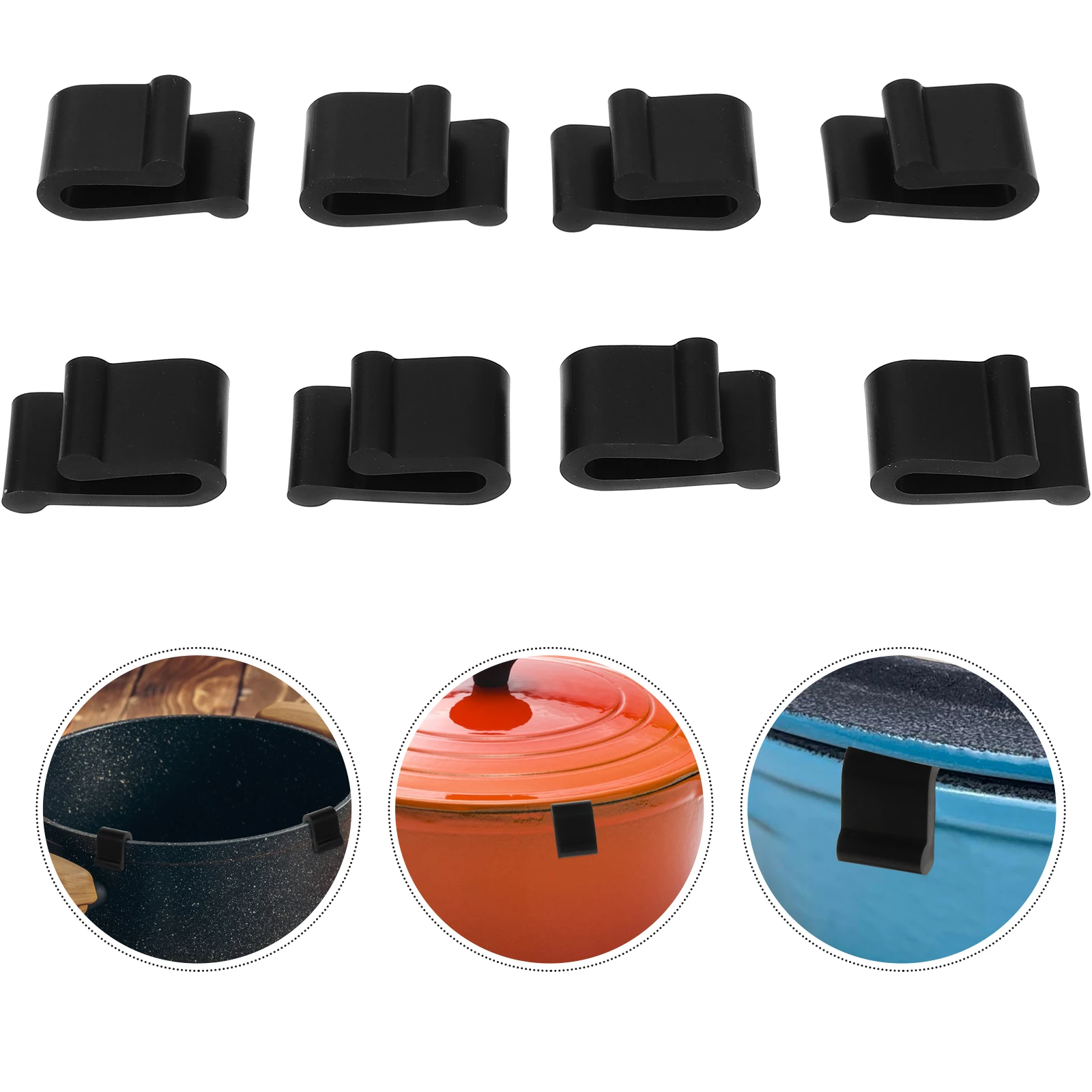 

8pcs Oven Lid Protector Silicone Cookware Protector Clips Pan Cover Storage Bumpers Replacement Clips Heat Resistant