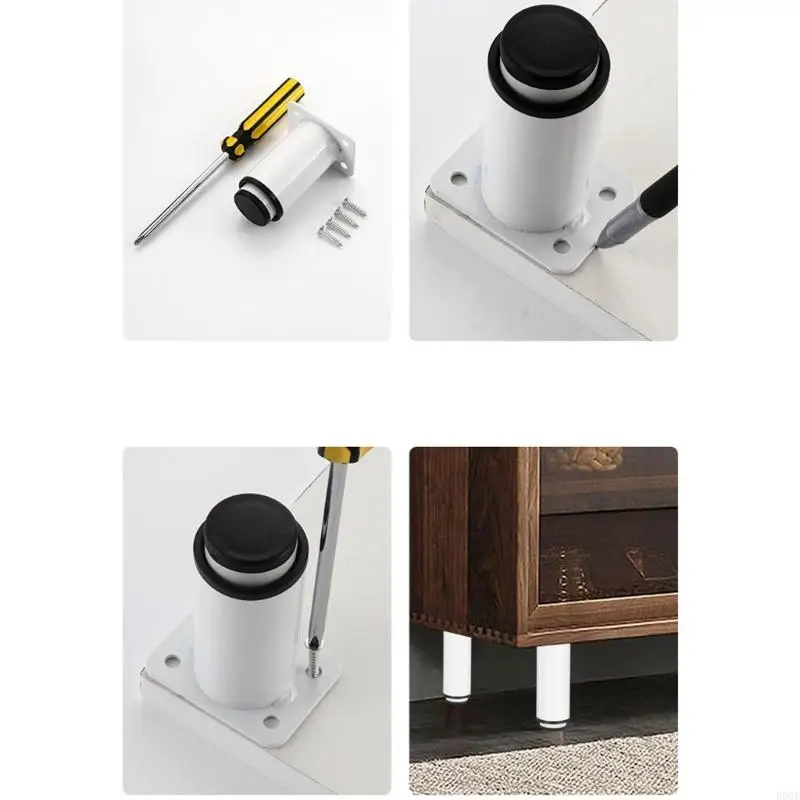 4 Pack Adjustable Table Legs Sturdy Steel Furniture Support Feet Easy Installation Anti Slip Base Modern Design B03E
