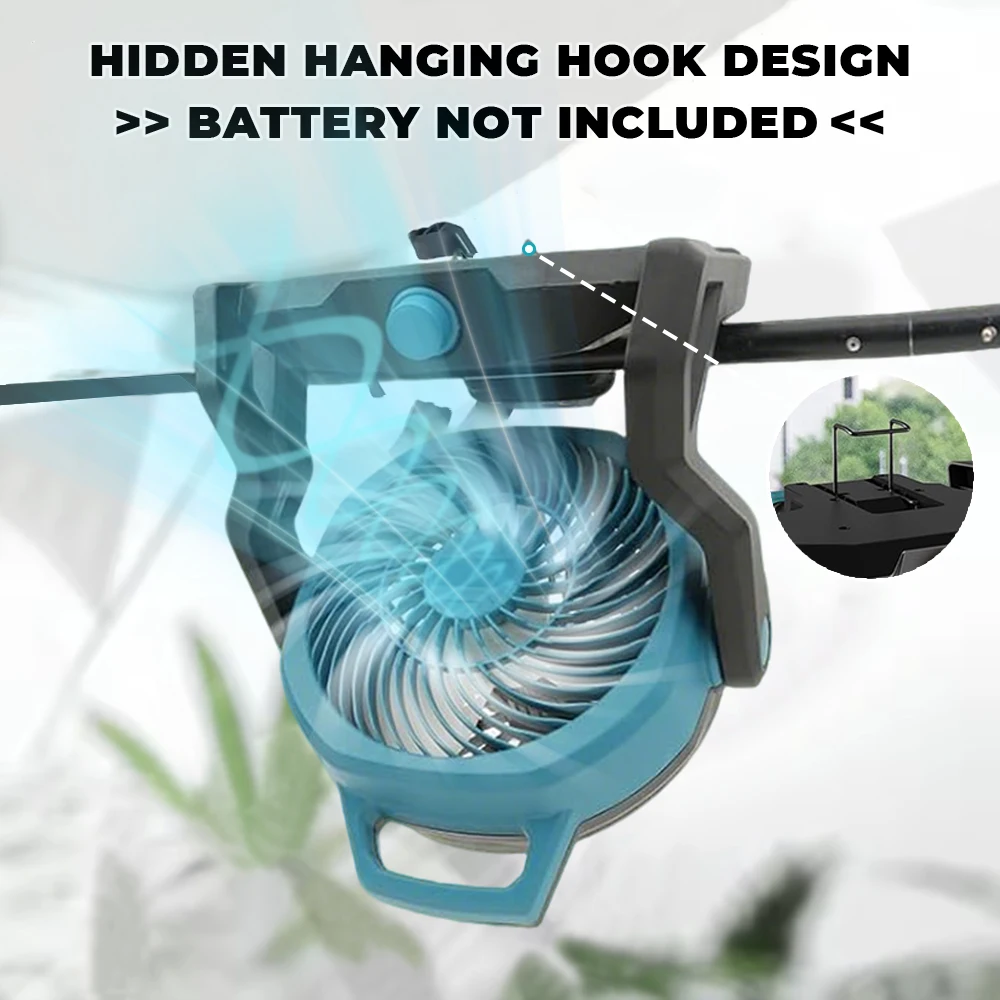 

10-дюймовый вентилятор для кемпинга для батареи Makita/Milwaukee 18 В-21 В (без батареи) Беспроводной перезаряжаемый настольный напольный вентилятор для Dewalt с вилкой европейского стандарта