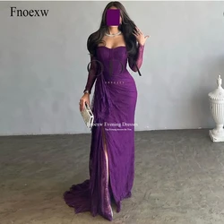 Fnoexw Purple Lace Formal Occasion Dress For Women Sweetheart Split Train Mermaid Prom Dresses Lady Cocktail Evening Party Gowns