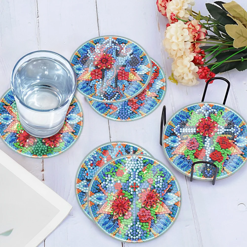 

6 PCS Diamond Painting DIY Coaster Special Shape Acrylic Cute Animal Washable with Holder for Adults Kids Beginner Gift Supplies