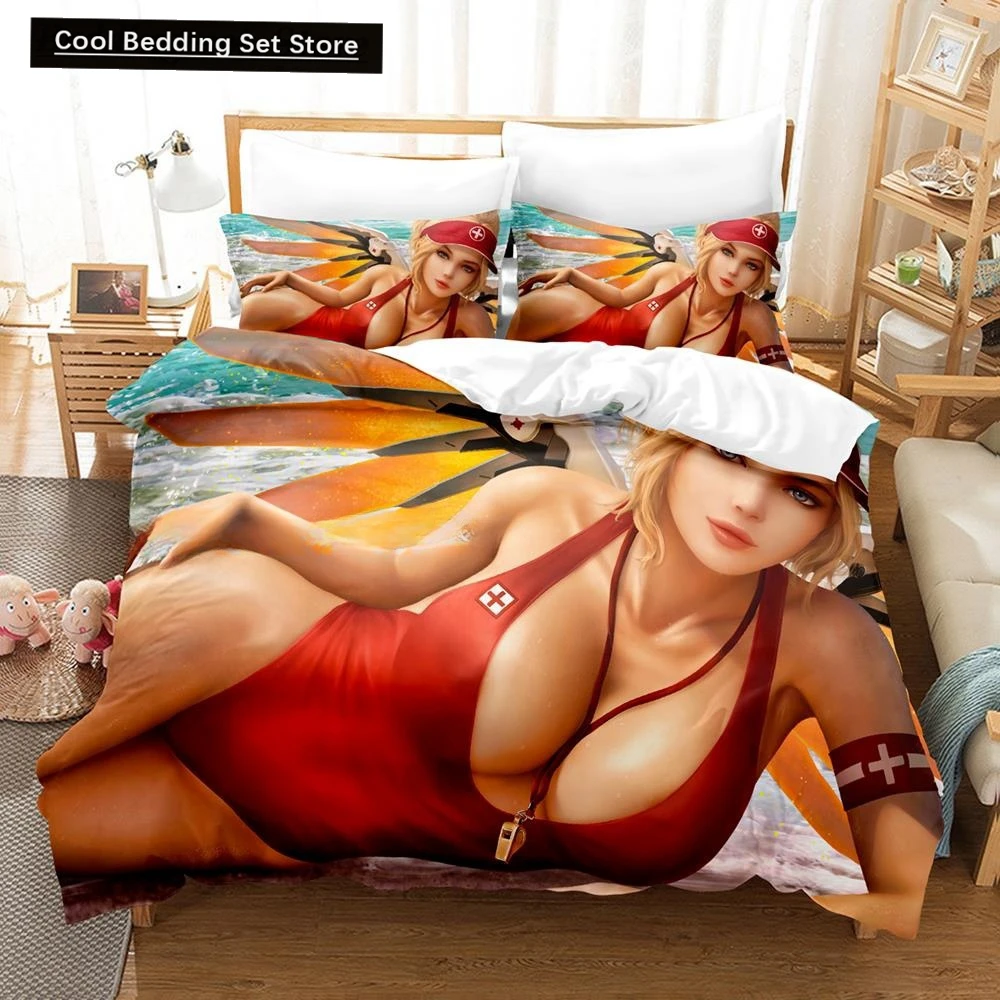 

3D Printing Anime Sexy Girls Overwatch Bedding Set Single Twin Full Queen King Size Bed Set Adult Kid Bedroom Duvet cover Sets