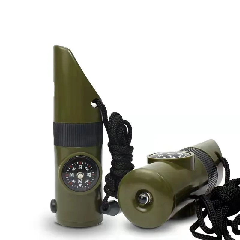 

7 In 1 Outdoor Whistle Compass Camping Outdoor Survival Tools Emergency Whistle Loud Whistle