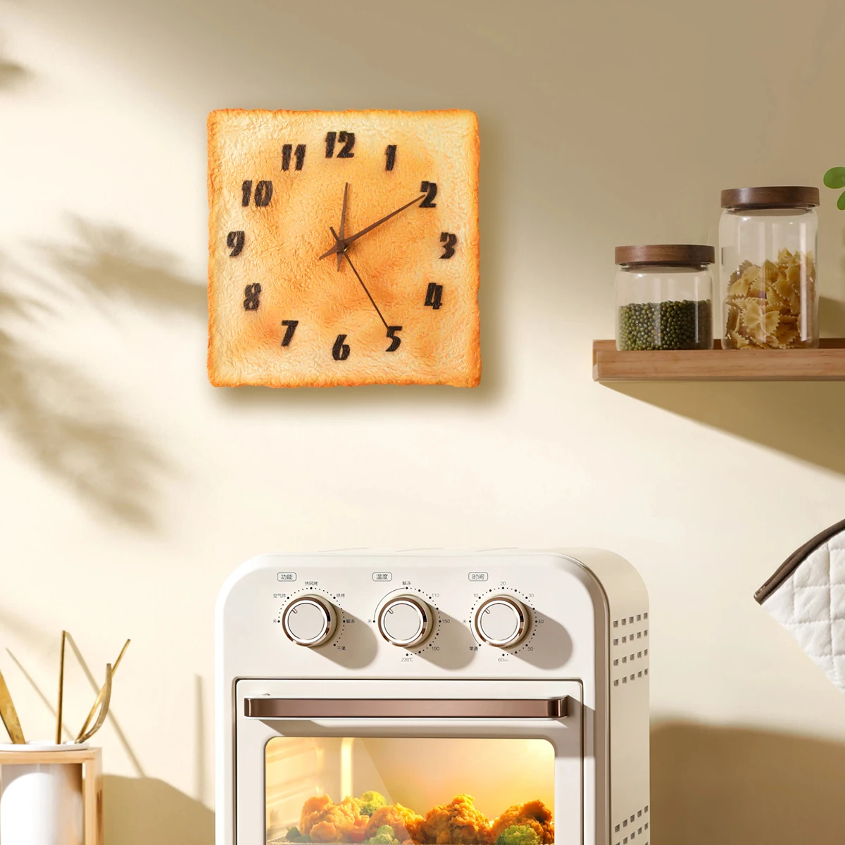 Without Battery Simulation Toaster Clock, Toaster Model, Home Decoration, Coffee And Dessert Shop Clock Decoration