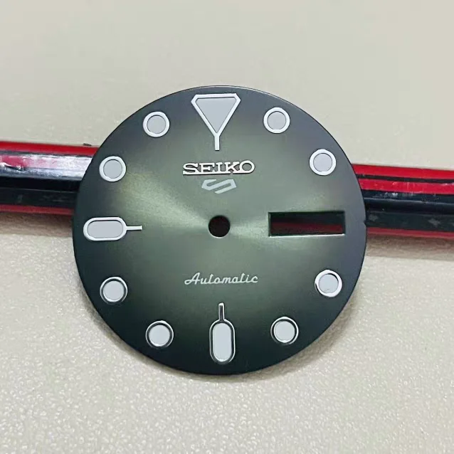 

NH36 dial 28.5mm green luminous mechanical diving adaptation SKU007 literal double date for Seiko mod