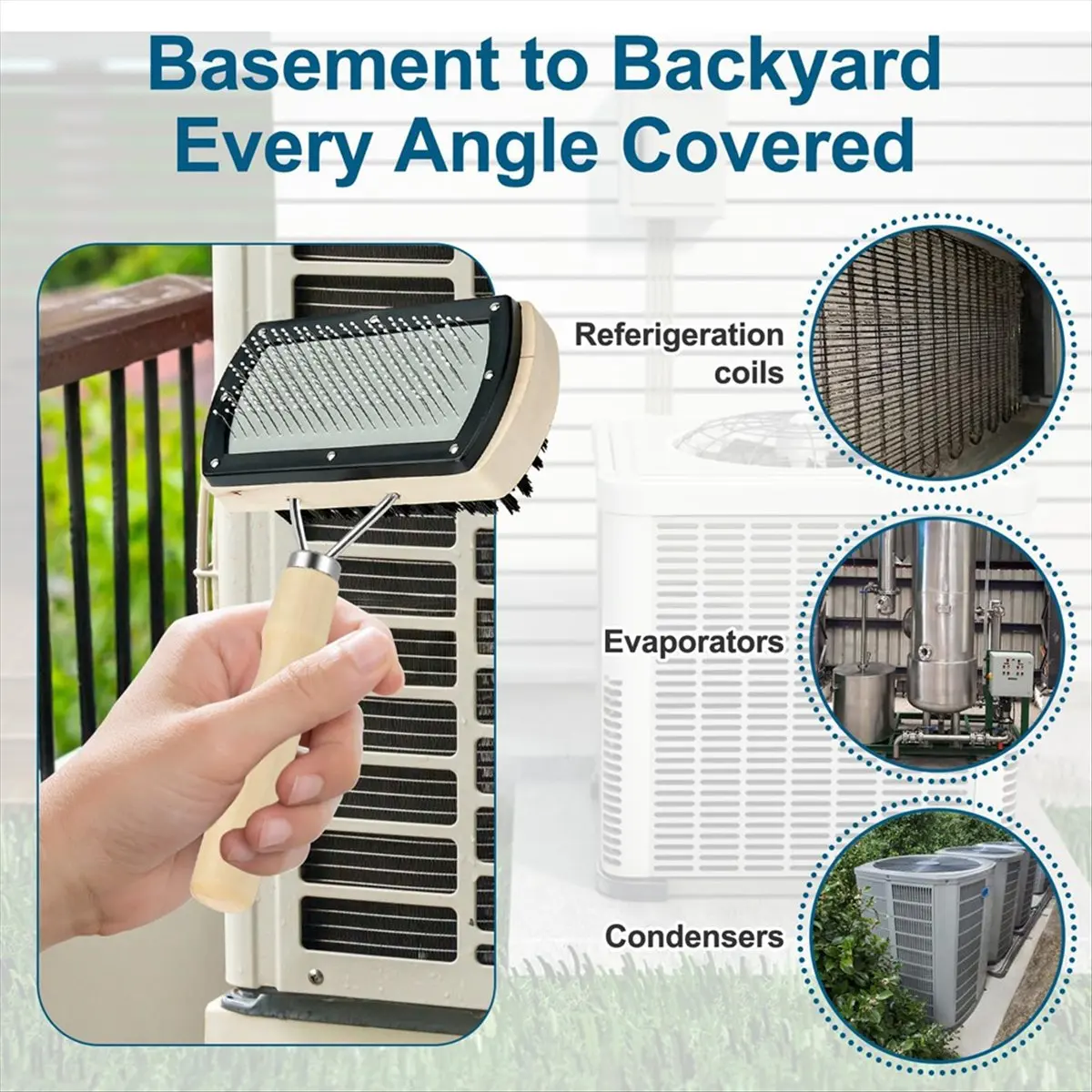 Air Conditioner Coil Cleaning Brush Kit - HVAC Coil Cleaner with Double Sided Brush and Metal Radiator Fin Comb