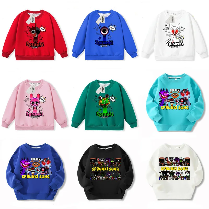 Sprunki Hoodies Pure Cotton Clothes Incredibox Hoodies  Winter Sweatshirt  For Children's Cartoon Sprunki Hoodies Sweatshirt  