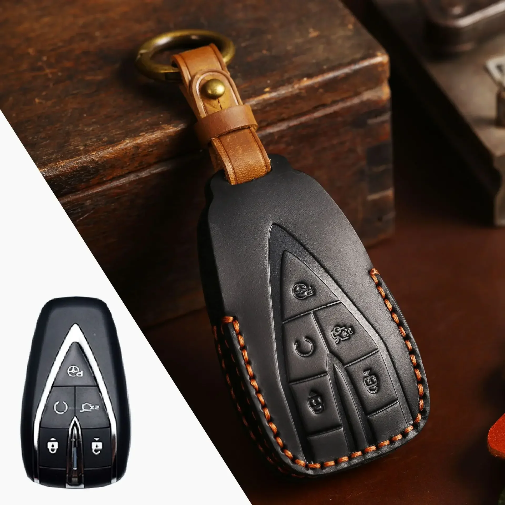 3/4/5 Bottons Leather Car Key Case Cover For 2020 2021 2022 Changan UNIT UNIK CS35PLUS CS55 PLUS CS75 PLUS Oshan Accessories