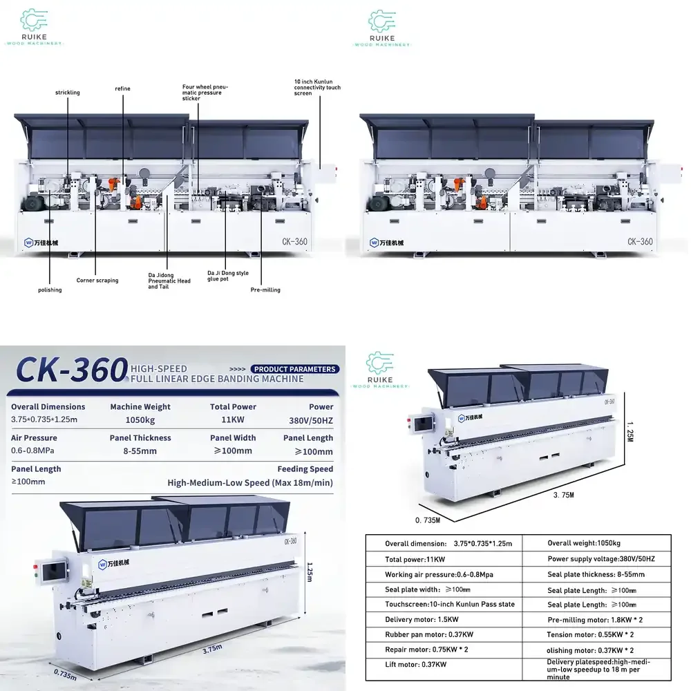 Best Seller CK-360 High Speed Fully Automatic Linear Edge Banding Machine with Pre-Milling and Polishing for Woodworking