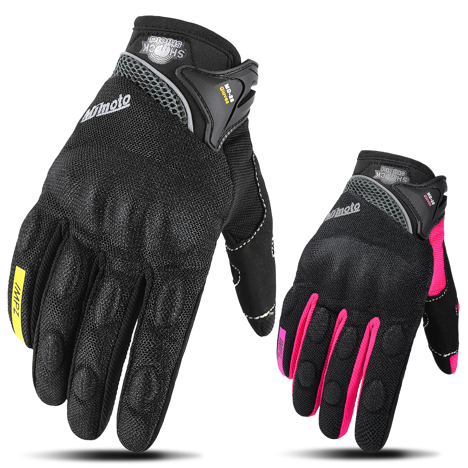 CE Certified Summer Pink Black Motorcycle Gloves Full Finger Breathable Touchscreen Hard Knuckle Protective Riding Gloves S-XXL