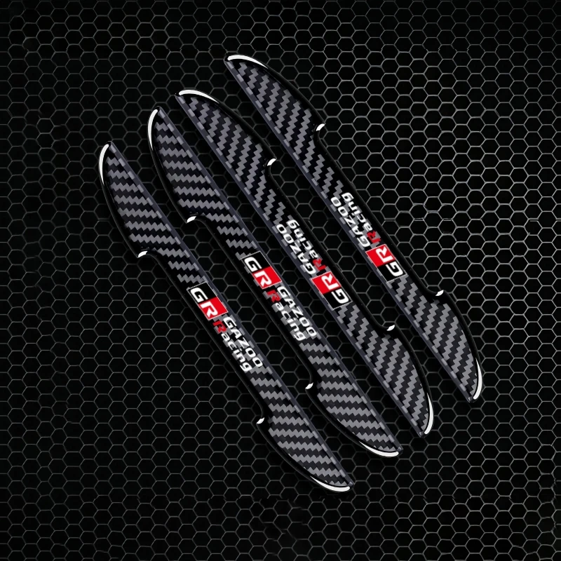 4PCS Carbon Fiber Protective Strip Car Side Door Edge Protector Anti-collision Sticker For Toyota GR GAZOO RACING CarAccessories