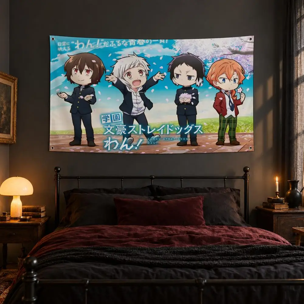 Anime B-bungo Stray DogsS Hot Flags Fabric Pennant Banner, Apt Wall Decor, Living Corner, Bedroom, Studio, E-sports Room