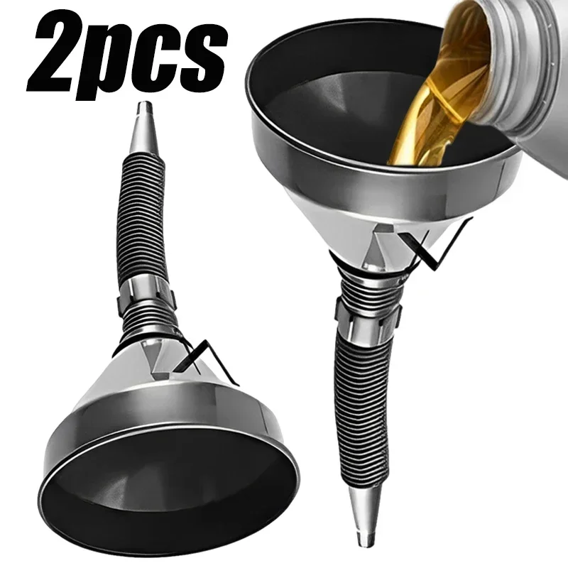 

2pcs Engine Refueling Funnel with Filter for Car Motorcycle Truck Oil Gasoline Filling Strainer Extension Pipe Hose Funnels Tool